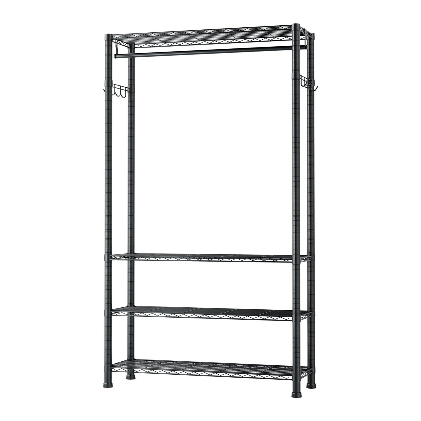 Clothing Garment Rack, Heavy Duty Clothing Garment Rack, 4 Adjustable Tiers Clothing Racks with Carbon Steel, 227 kg Load Capacity Closet Wardrobe for Bedroom, Clothing Store, Hallway