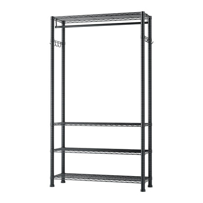 Clothing Garment Rack, Heavy Duty Clothing Garment Rack, 4 Adjustable Tiers Clothing Racks with Carbon Steel, 227 kg Load Capacity Closet Wardrobe for Bedroom, Clothing Store, Hallway