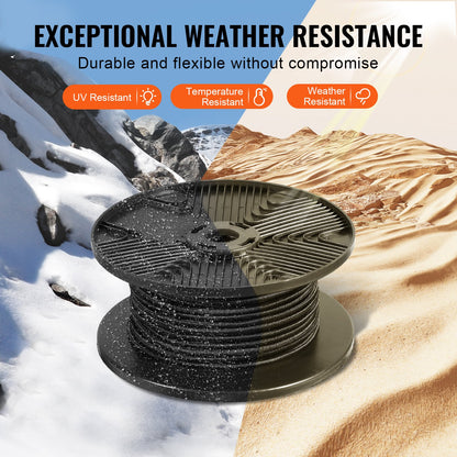 3/8-Zoll-Bungee-Seil, 36 m Spule (120 Fuß), hochbelastbar, 100 % dehnbar, elastisch, für Ladung, Planen, Camping, Kajakdeck und Bastelarbeiten, Schwarz