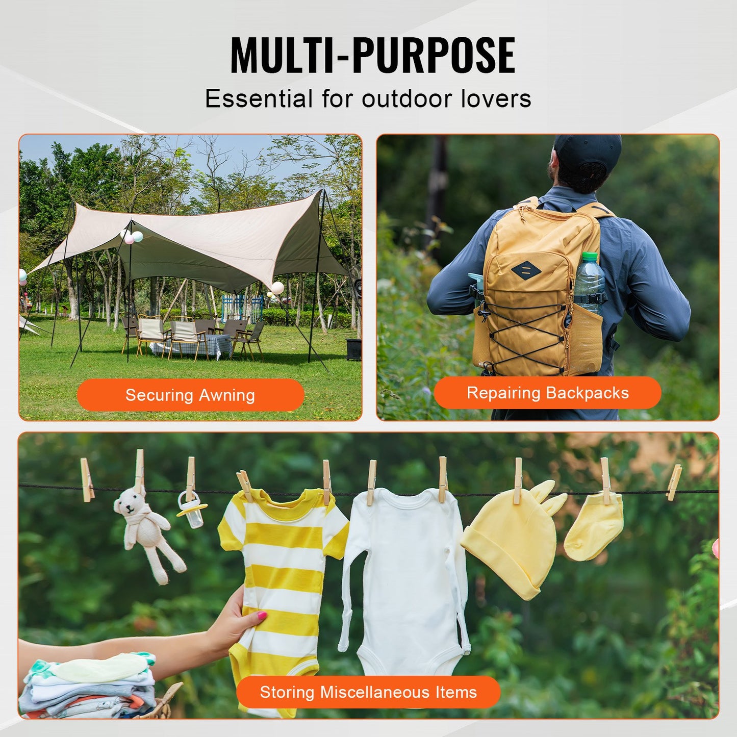 3/8-Zoll-Bungee-Seil, 36 m Spule (120 Fuß), hochbelastbar, 100 % dehnbar, elastisch, für Ladung, Planen, Camping, Kajakdeck und Bastelarbeiten, Schwarz