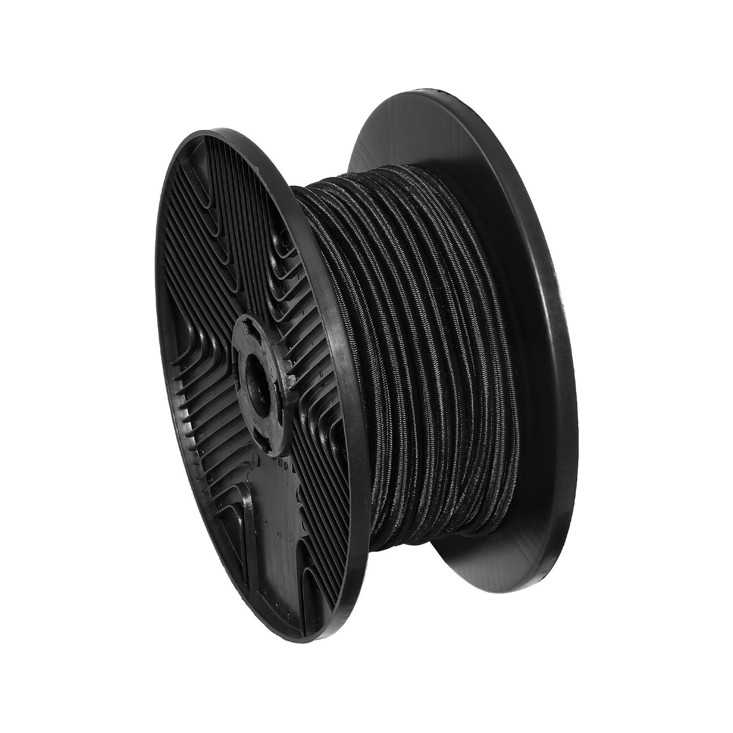 3/8-Zoll-Bungee-Seil, 36 m Spule (120 Fuß), hochbelastbar, 100 % dehnbar, elastisch, für Ladung, Planen, Camping, Kajakdeck und Bastelarbeiten, Schwarz