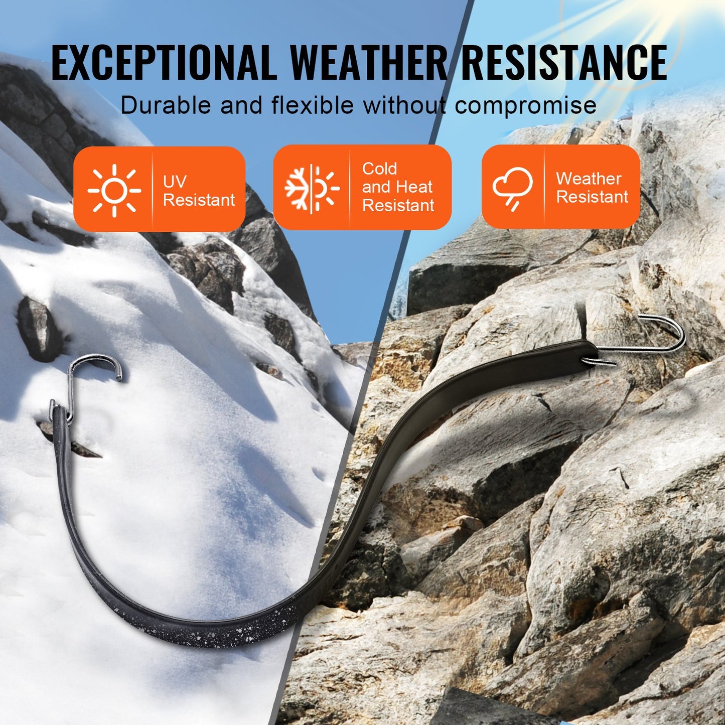 50 Stück flaches Bungee-Seil, 19,8 mm starke, robuste Bungee-Gurte mit Stahl-S-Haken, 53 cm langes elastisches Bungee-Seil für Ladung, Planen, LKW und Zelte, Schwarz