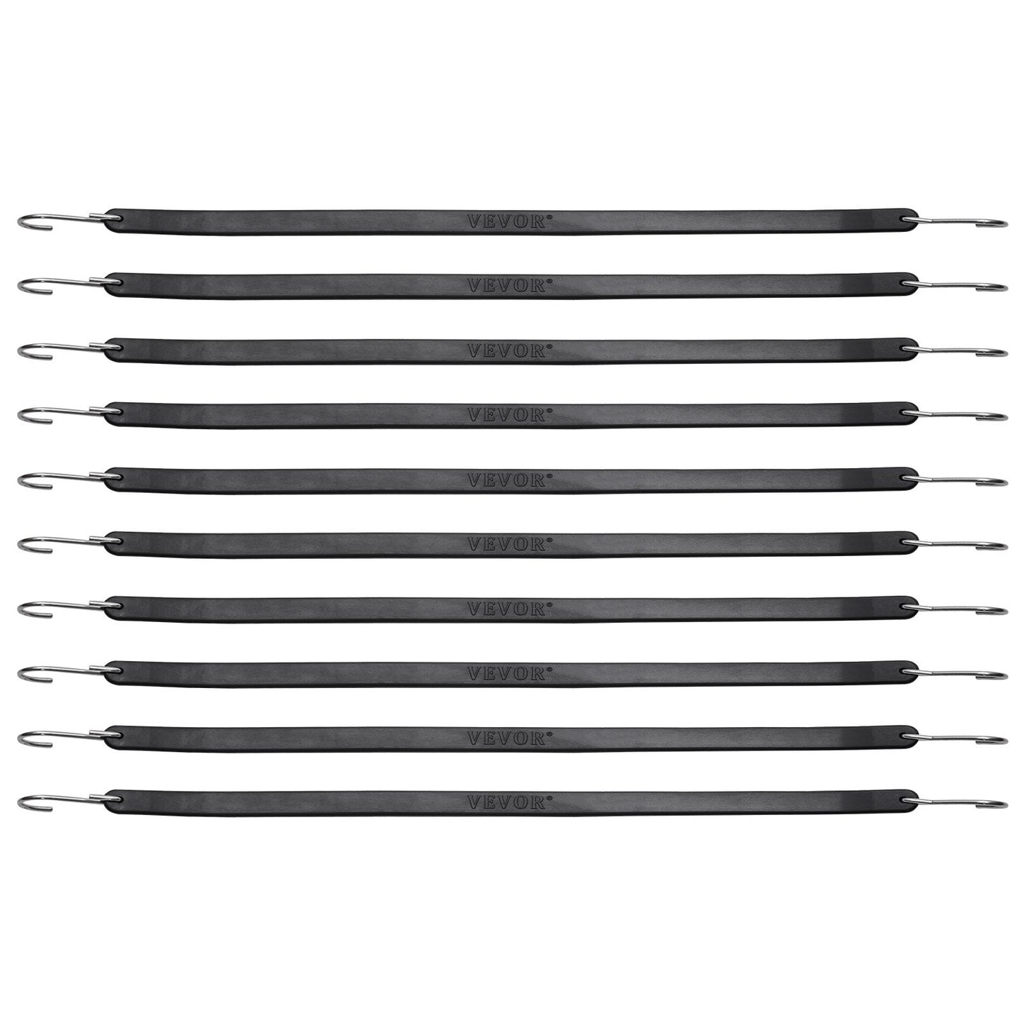 50 Stück flaches Bungee-Seil, 19,8 mm starke, robuste Bungee-Gurte mit Stahl-S-Haken, 53 cm langes elastisches Bungee-Seil für Ladung, Planen, LKW und Zelte, Schwarz