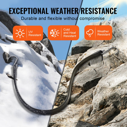10-teiliges Set flacher Bungee-Seile, 20 mm starke, robuste Bungee-Gurte mit Stahl-S-Haken, 61 cm langes elastisches Bungee-Seil für Ladung, Planen, LKW und Zelte, Schwarz