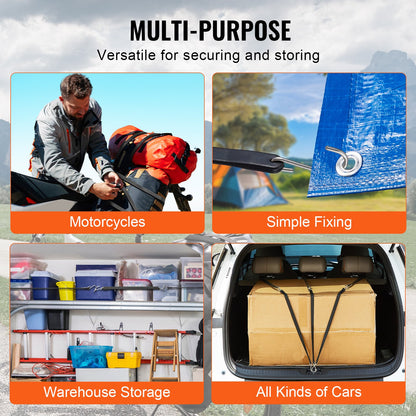 50 Stück flaches Bungee-Seil, 19,8 mm starke, robuste Bungee-Gurte mit Stahl-S-Haken, 79 cm langes elastisches Bungee-Seil für Ladung, Planen, LKW und Zelte, Schwarz