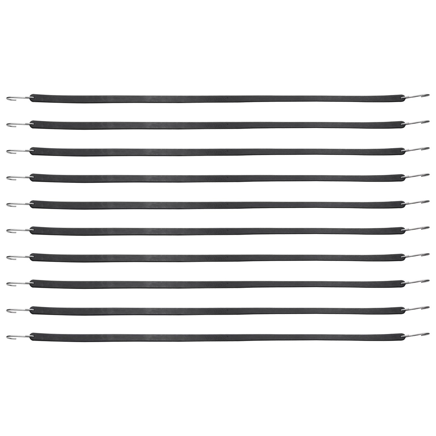 10 Piece Flat Bungee Cord, 20 mm Heavy Duty Bungee Straps with Steel S-Hooks, 36" Elastic Bungee Rope for Cargo, Tarps, Trucks and Tent, Black