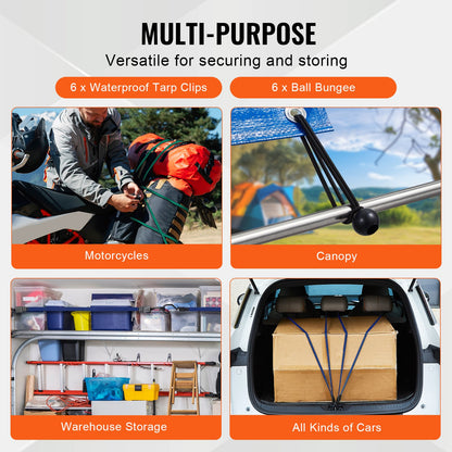 32-teiliges Flachgummiseil-Set, 17 mm Hochleistungs-Gummibänder mit A3-Stahl-J-Haken, inklusive 10", 18", 24", 32", 40" Gummiseil mit tragbarer Aufbewahrungstasche, 6 Clips und Befestigungsbändern für Baldachin