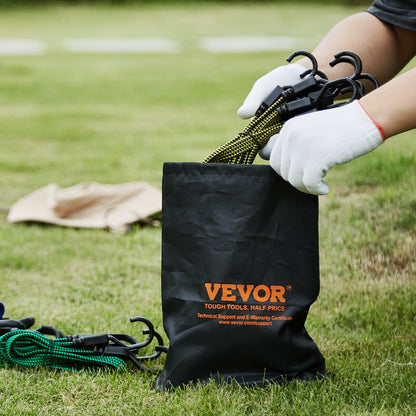 32-teiliges Flachgummiseil-Set, 17 mm Hochleistungs-Gummibänder mit A3-Stahl-J-Haken, inklusive 10", 18", 24", 32", 40" Gummiseil mit tragbarer Aufbewahrungstasche, 6 Clips und Befestigungsbändern für Baldachin