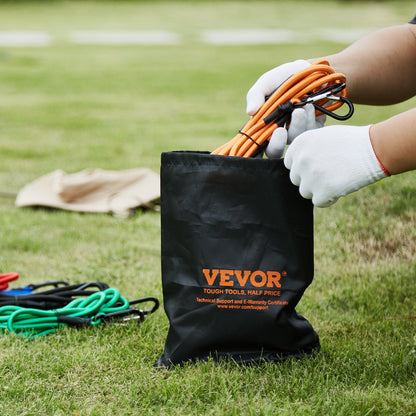 30-teiliges Sortiment an Bungee-Seilen, 8 mm starke, hochbelastbare Bungee-Gurte mit A3-Stahlkarabinern, inklusive 10", 18", 24", 36", 48", 60", 72", Tragetasche, 6 Clips und Befestigungsbändern für das Vordach