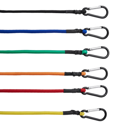 30-teiliges Sortiment an Bungee-Seilen, 8 mm starke, hochbelastbare Bungee-Gurte mit A3-Stahlkarabinern, inklusive 10", 18", 24", 36", 48", 60", 72", Tragetasche, 6 Clips und Befestigungsbändern für das Vordach