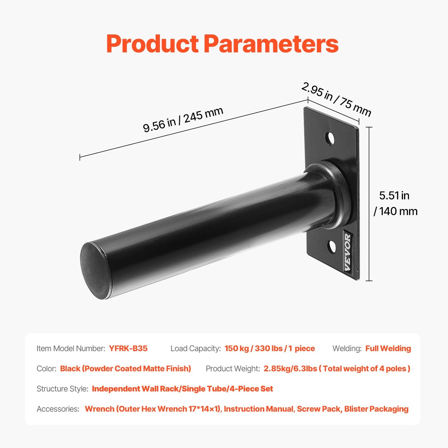 Wall Mounted Weight Plate Holder, Weight Rack Storage for 2-Inch Weight Plates, 330 lbs Load Capacity Weight Storage Rack, Heavy Duty Iron Home Gym Organizer, 4 Pack, Mounting Hardware Included