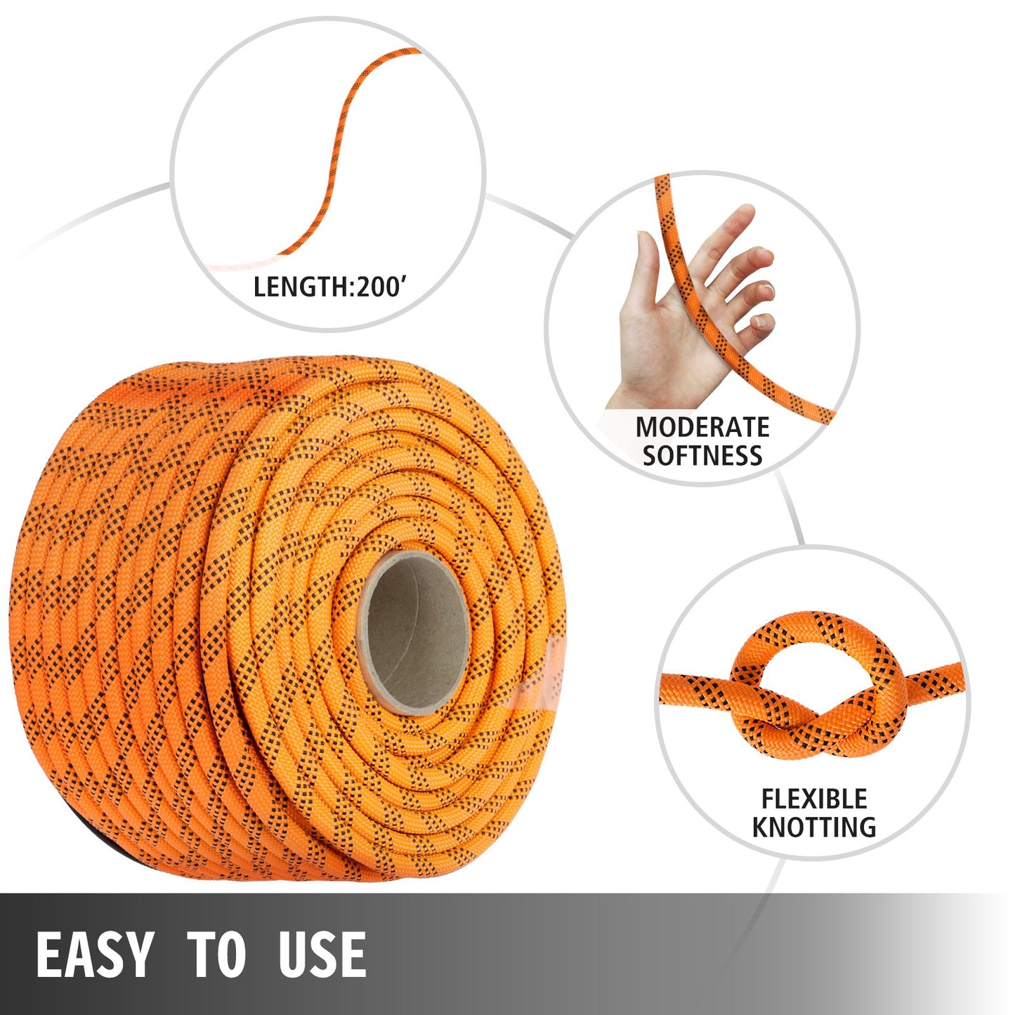 9/16 Inch Double Braid Polyester Rope 200 FT Nylon Pulling Rope 1100LBS High Force Polyester Load Sailing Rope(9/16In-200Ft)