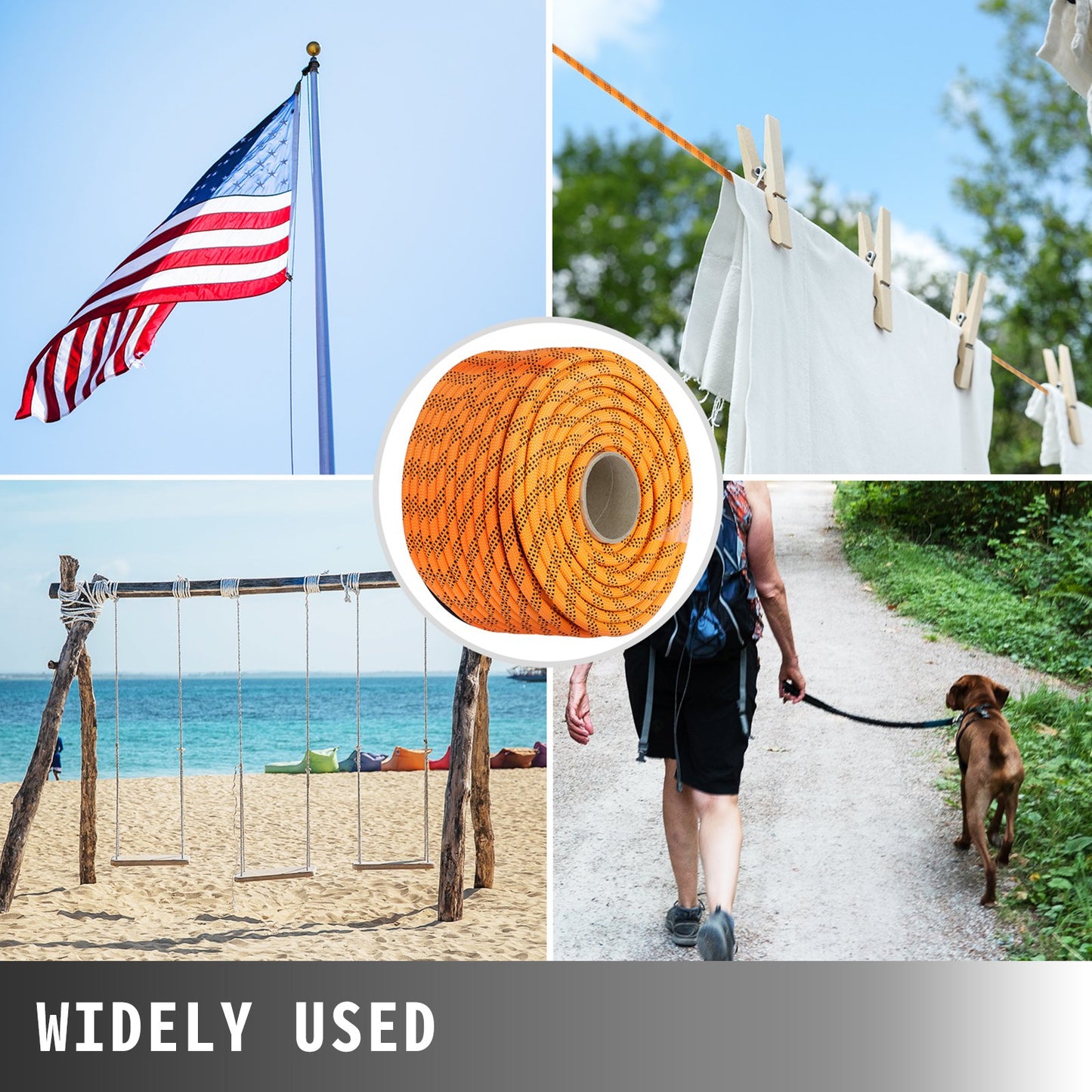 9/16 Inch Double Braid Polyester Rope 200 FT Nylon Pulling Rope 1100LBS High Force Polyester Load Sailing Rope(9/16In-200Ft)