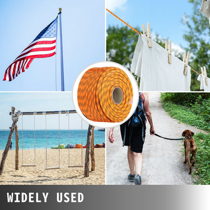 9/16 Inch Double Braid Polyester Rope 200 FT Nylon Pulling Rope 1100LBS High Force Polyester Load Sailing Rope(9/16In-200Ft)