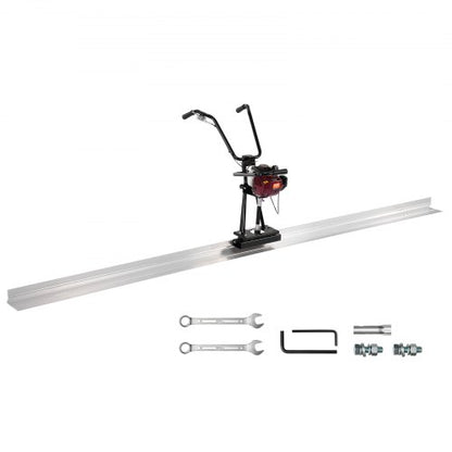 Concrete Power Screed, 4 ft Aluminum Board Straight Edge Bar Set, 4 Stroke Cement Finishing Vibrating Motor with Height Adjustable Handles, High Efficient Concrete Tool 6500RPM