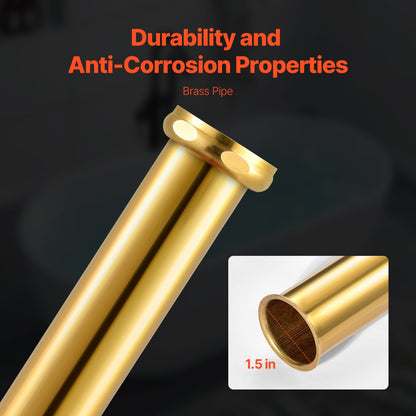 ABS Freestanding Tub Drain Kit, 2 Brass Tail Pipes, Bathtub Drain Rough-in Kit, with ABS Adapter of Tailpiece, Compatible with Freestanding Bathtubs, Floor Mounted Bathtubs and Island Bathtubs