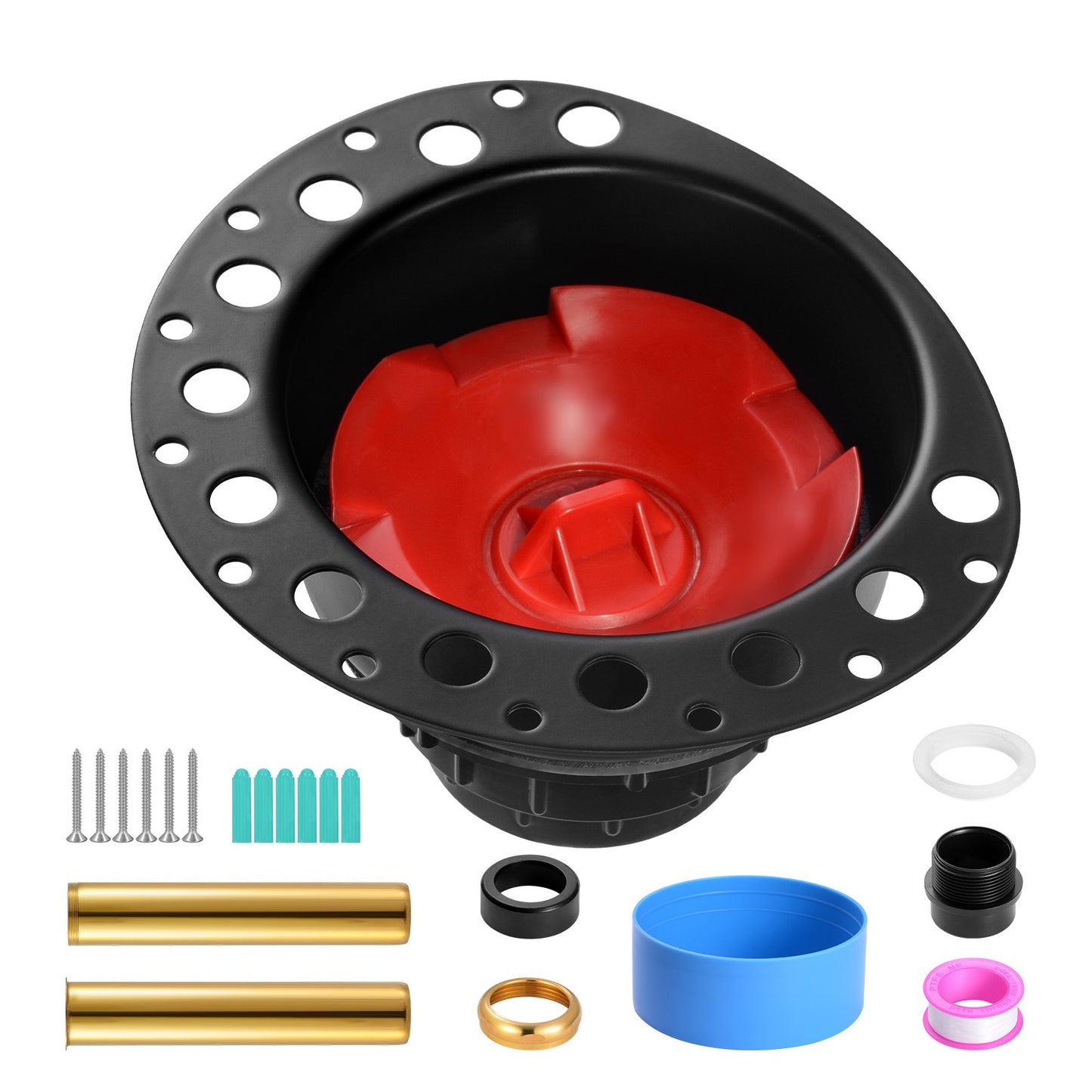 ABS Freestanding Tub Drain Kit, 2 Brass Tail Pipes, Bathtub Drain Rough-in Kit, with ABS Adapter of Tailpiece, Compatible with Freestanding Bathtubs, Floor Mounted Bathtubs and Island Bathtubs