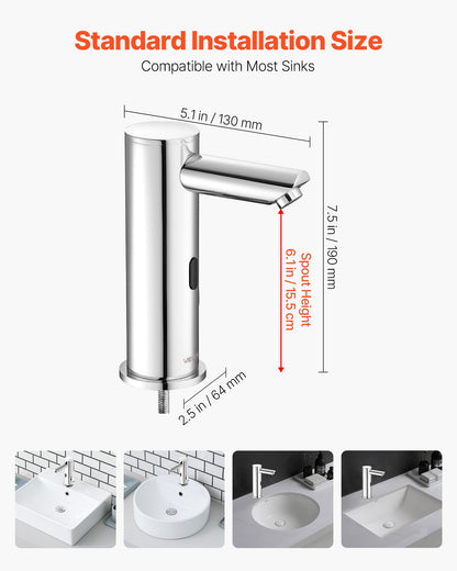 Touchless Bathroom Sink Faucet, Automatic Motion Sensor Restroom Toilet Faucet, Hands Free Adjustable Cold Hot Single Handle Water Mixer Battery Operated for 9.5 mm Pipe,Brushed Nickel Silver