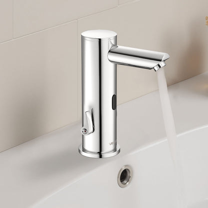 Touchless Bathroom Sink Faucet, Automatic Motion Sensor Restroom Toilet Faucet, Hands Free Adjustable Cold Hot Single Handle Water Mixer Battery Operated for 9.5 mm Pipe,Brushed Nickel Silver