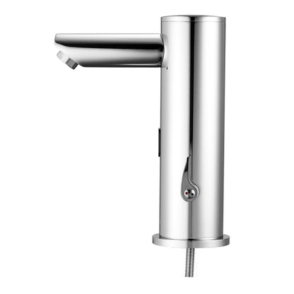 Touchless Bathroom Sink Faucet, Automatic Motion Sensor Restroom Toilet Faucet, Hands Free Adjustable Cold Hot Single Handle Water Mixer Battery Operated for 9.5 mm Pipe,Brushed Nickel Silver