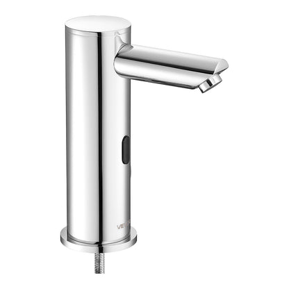 Touchless Bathroom Sink Faucet, Automatic Motion Sensor Restroom Toilet Faucet, Hands Free Adjustable Cold Hot Single Handle Water Mixer Battery Operated for 9.5 mm Pipe,Brushed Nickel Silver