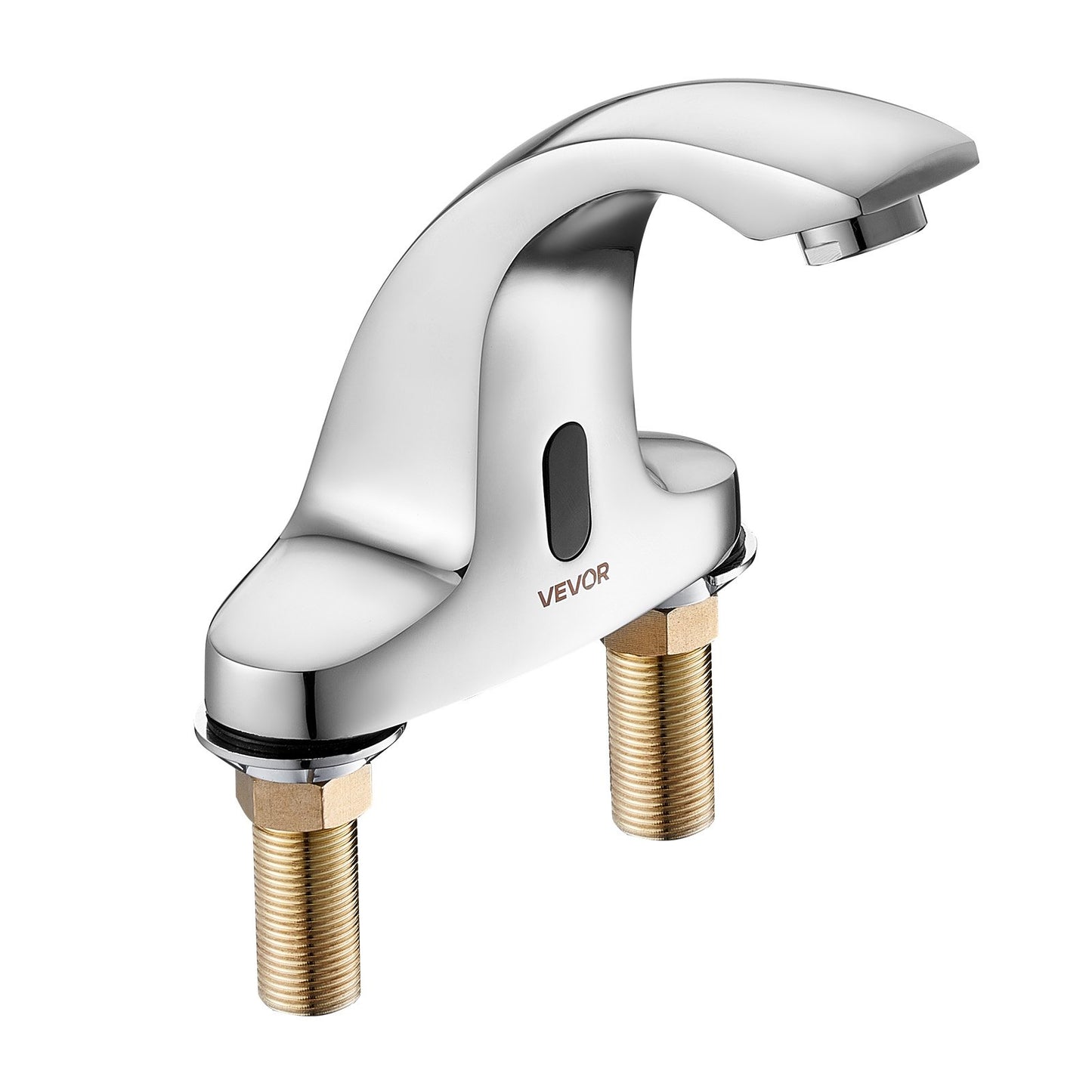 Touchless Bathroom Sink Faucet, Automatic Motion Sensor Restroom Toilet Faucet Cold Water with Hole Cover Plate, Battery Operated for 9.5 mm Pipe Commercial Lavatory,Chrome Plated Silver