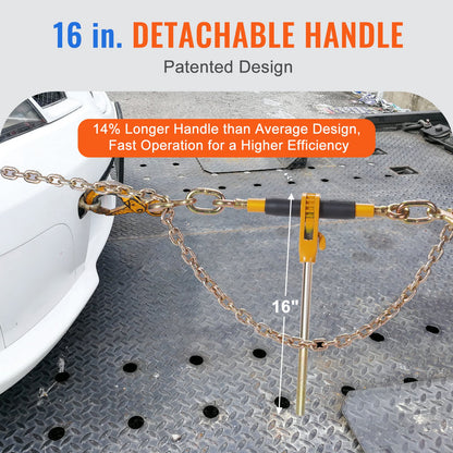 Ratchet Chain Binder 2PCS, 3/8"-1/2" Heavy Duty Load Binders, with G80 Chains 12000 lbs Secure Load Limit, Labor-saving Anti-skid Handle, Tie Down Hauling Chain Binders for Flatbed Truck Trailer