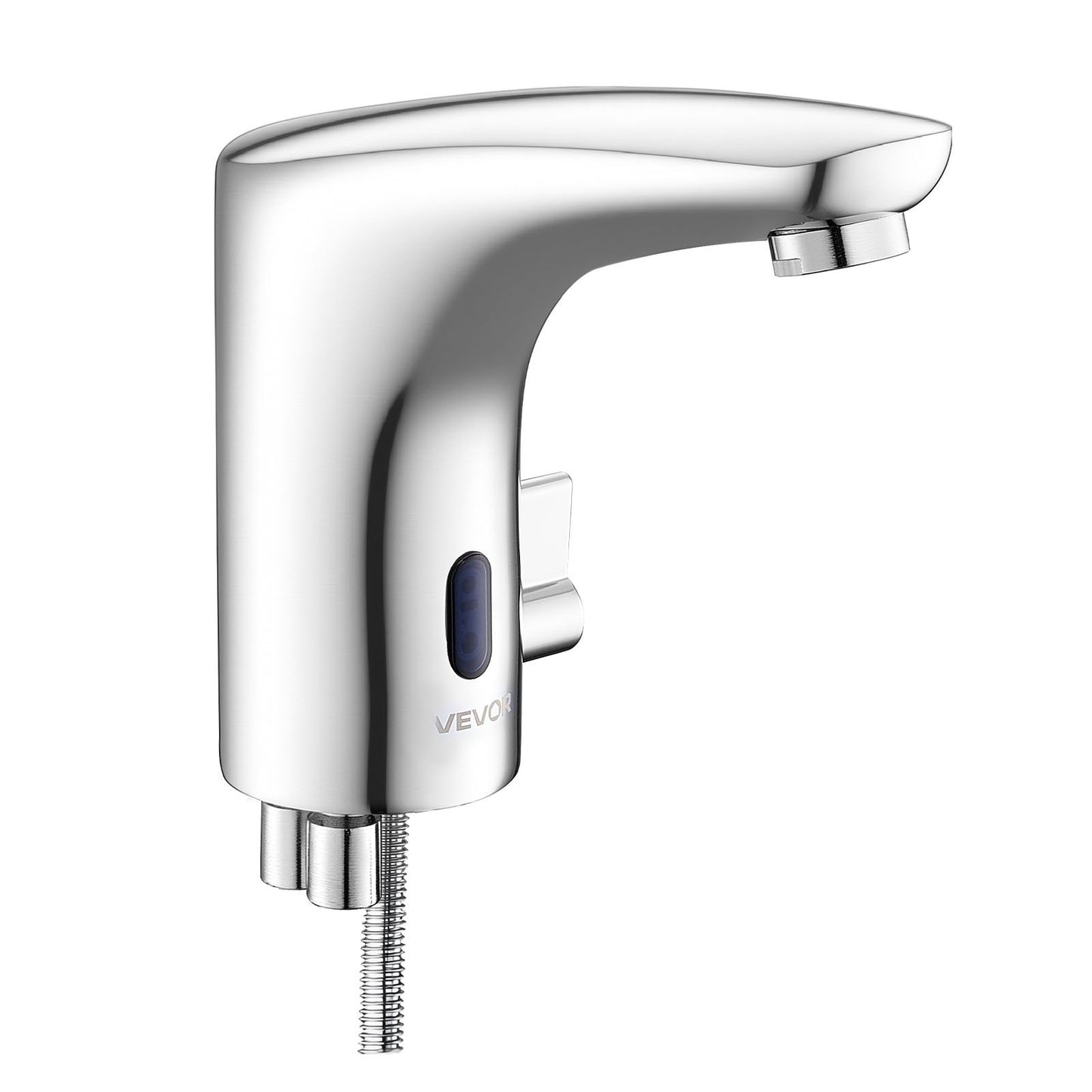 Touchless Bathroom Sink Faucet, Automatic Motion Sensor Restroom Toilet Faucet, Hands-Free Adjustable Cold Hot Single Handle Water Mixer Battery Operated for 9.5 mm Pipe,Chrome Plated Silver