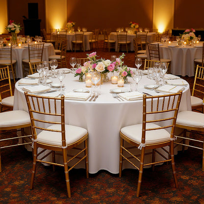 Weiße runde Tischdecken, 10er-Pack, 120 Zoll Durchmesser, flecken- und knitterabweisend, maschinenwaschbar, aus Polyestergewebe, für Hochzeiten, Partys, Bankette und festliche Anlässe