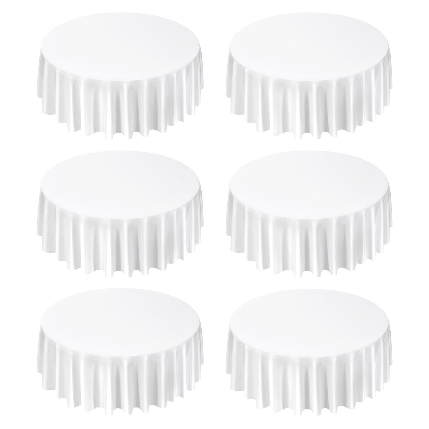 Weiße runde Tischdecken, 6er-Pack, 120 Zoll Durchmesser, flecken- und knitterabweisend, maschinenwaschbar, Tischdecken aus Polyestergewebe für Hochzeiten, Partys, Bankette und festliche Anlässe