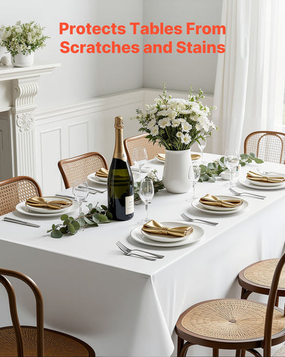 Weiße Tischdecken für rechteckige Tische, 6er-Pack, 152 x 259 cm, wiederverwendbar und maschinenwaschbar, knitterfreie Tischdecken aus Polyestergewebe für Hochzeiten, Partys und Bankette