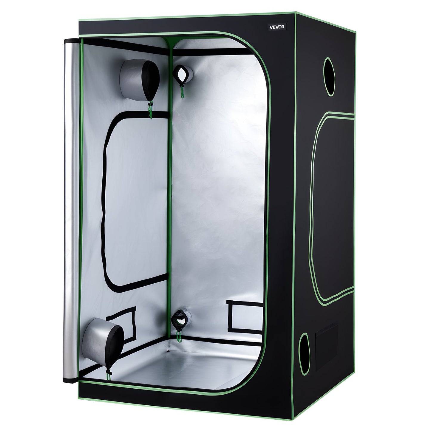 Indoor-Pflanzenzelt, 120 x 120 x 200 cm, 600D hochreflektierende Mylar-Folie, mit Sichtfenster, Bodenwanne und Reißverschluss, robustes Anzuchtzelt für Obst, Blumen und Gemüse