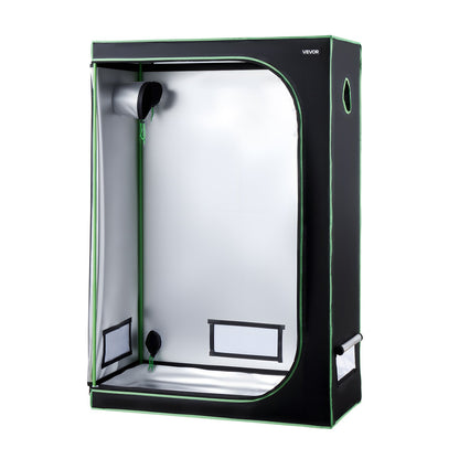 Indoor-Anbauzelt, 120 x 60 x 180 cm, 600D hochreflektierende Mylar-Folie, Pflanzenzelt mit Sichtfenster, Bodenwanne und Reißverschluss, robustes Anzuchtzelt für Obst, Blumen und Gemüse