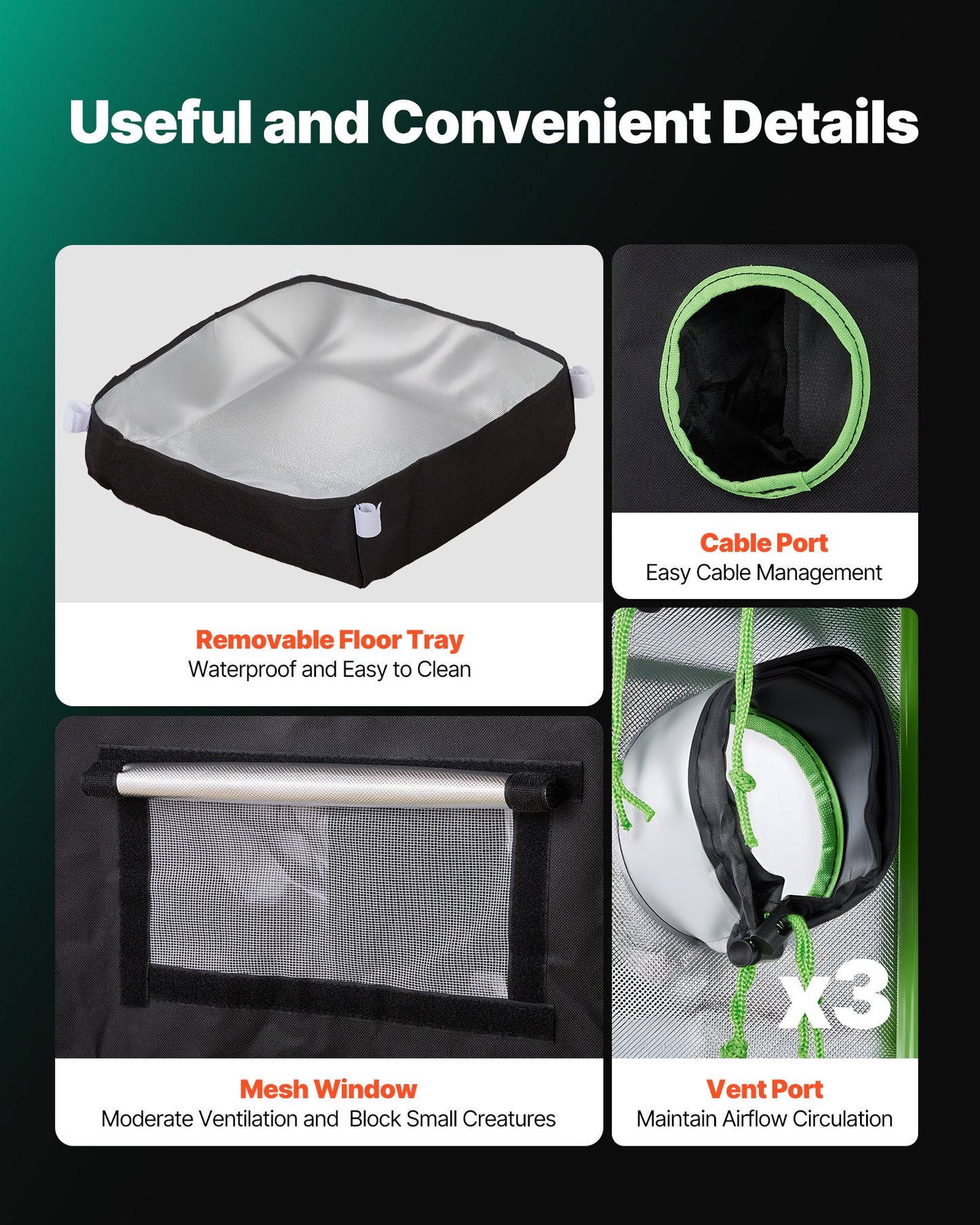 Indoor-Pflanzenzelt, 40 x 40 x 160 cm, 600D hochreflektierende Mylar-Folie, mit Sichtfenster, Bodenwanne und Reißverschluss, robustes Anzuchtzelt für Obst, Blumen und Gemüse