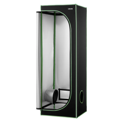 Indoor-Anbauzelt, 60 x 60 x 180 cm, 600D hochreflektierende Mylar-Folie, Pflanzenzelt mit Sichtfenster, Bodenwanne und Reißverschluss, robustes Anzuchtzelt für Obst, Blumen und Gemüse