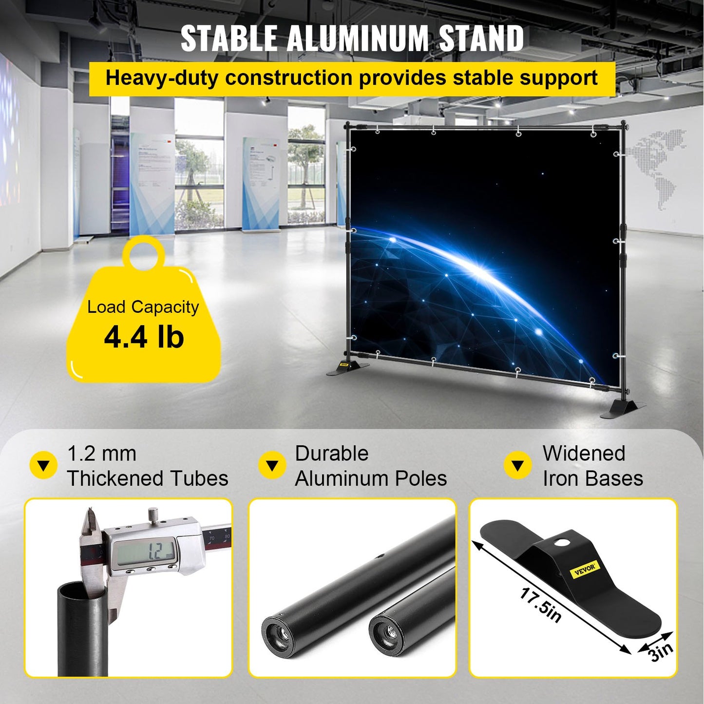 243.8 cm Backdrop Banner Stand Step and Repeat Adjustable Telescopic Lightweight Trade Show Display Wall Exhibitor with Carrying Bag