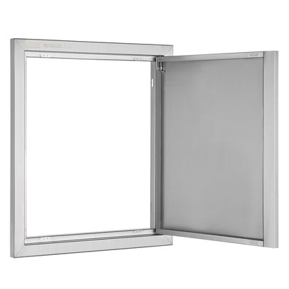 BBQ Access Door, 457x533 mm Single Outdoor Kitchen Door, Stainless Steel Flush Mount Door, Wall Vertical Door with Recessed Handle, for BBQ Island, Grilling Station, Outside Cabinet