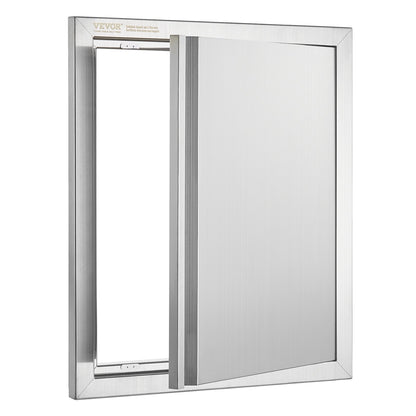 BBQ Access Door, 457x533 mm Single Outdoor Kitchen Door, Stainless Steel Flush Mount Door, Wall Vertical Door with Recessed Handle, for BBQ Island, Grilling Station, Outside Cabinet