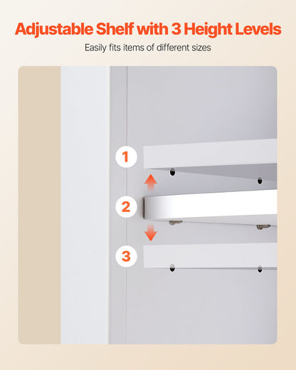 Bathroom Wall Cabinet, with 2 Doors & Adjustable Shelf, Over the Toilet Storage Medicine Cabinet Wall Mounted, Hanging Organizer with Open Partition & Towel Bar for Laundry Room Kitchen, White