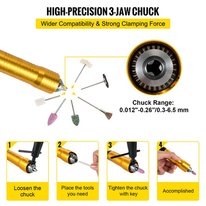 Flexwellenschleifer 780W Rotationswerkzeug 500-23000 U/min Rotationsschleifer mit 0,635 cm 3-Backen-Spannfutter und stufenloser Drehzahlregelung per Fußpedal Hängeschleifmaschine 131-teiliges Zubehör für Schmuckpolier- und Schleifarbeiten