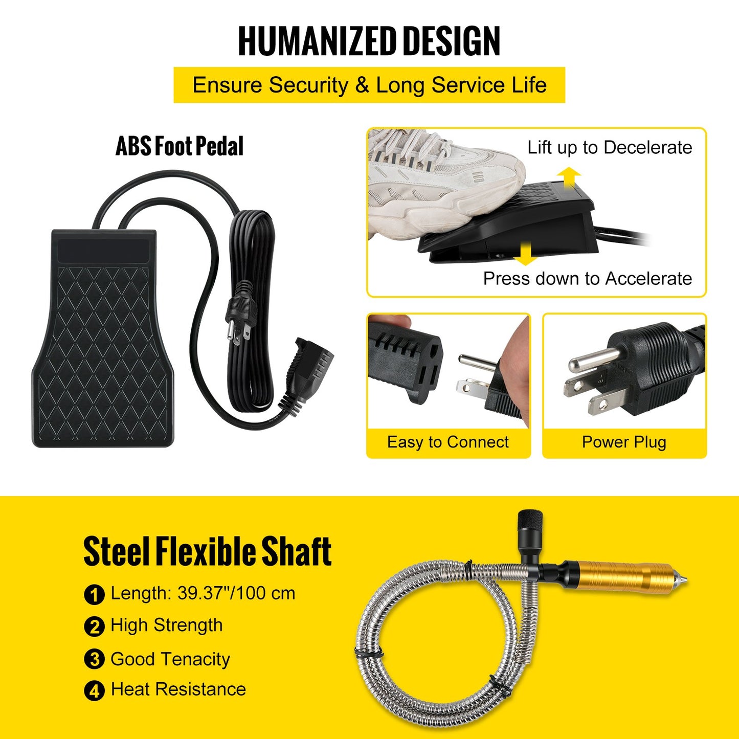 Flexwellenschleifer 780W Rotationswerkzeug 500-23000 U/min Rotationsschleifer mit 0,635 cm 3-Backen-Spannfutter und stufenloser Drehzahlregelung per Fußpedal Hängeschleifmaschine 131-teiliges Zubehör für Schmuckpolier- und Schleifarbeiten