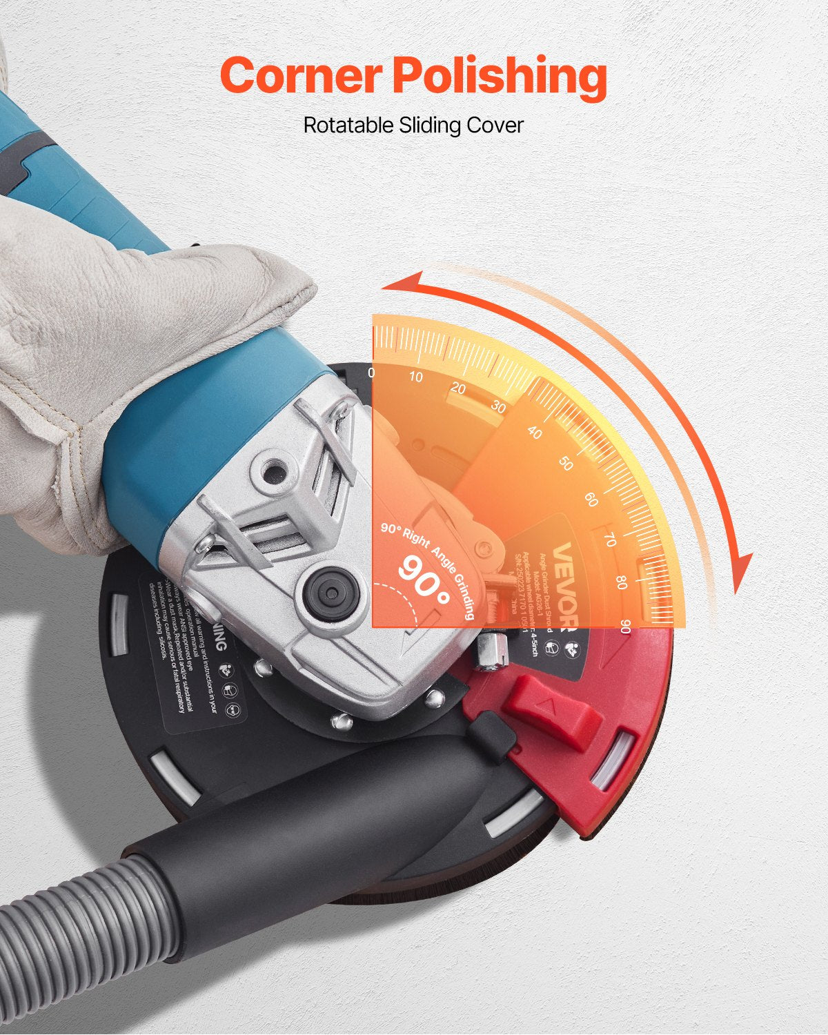 Grinding Dust Shroud for Angle Grinder, Universal 4-5 in, Surface Grinder Dust Shroud with 6 Clamping Washers & 5 in Diamond Grinding Cup Wheel, Connect to Vacuum Cleaner, for Wood Concrete Wall