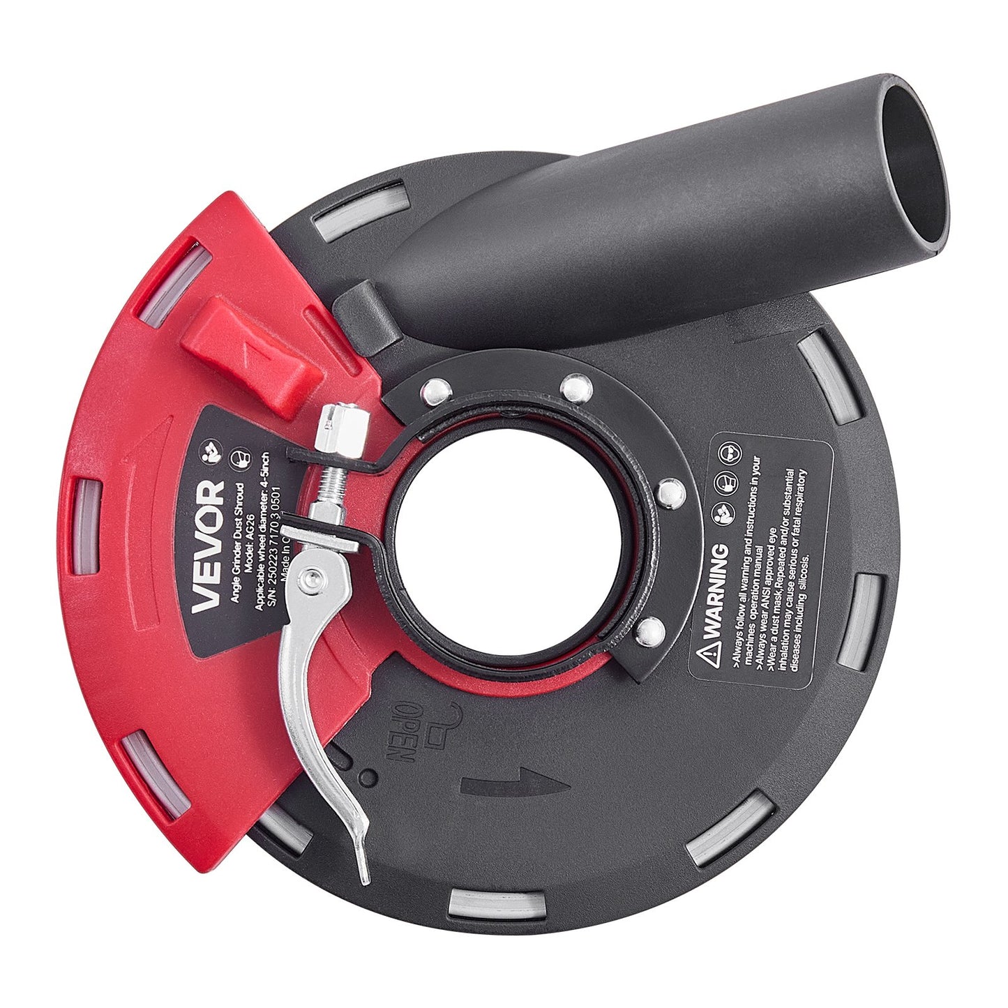 Grinding Dust Shroud for Angle Grinder, Universal 4-5 in, Surface Grinder Dust Shroud with 6 Clamping Washers & 5 in Diamond Grinding Cup Wheel, Connect to Vacuum Cleaner, for Wood Concrete Wall