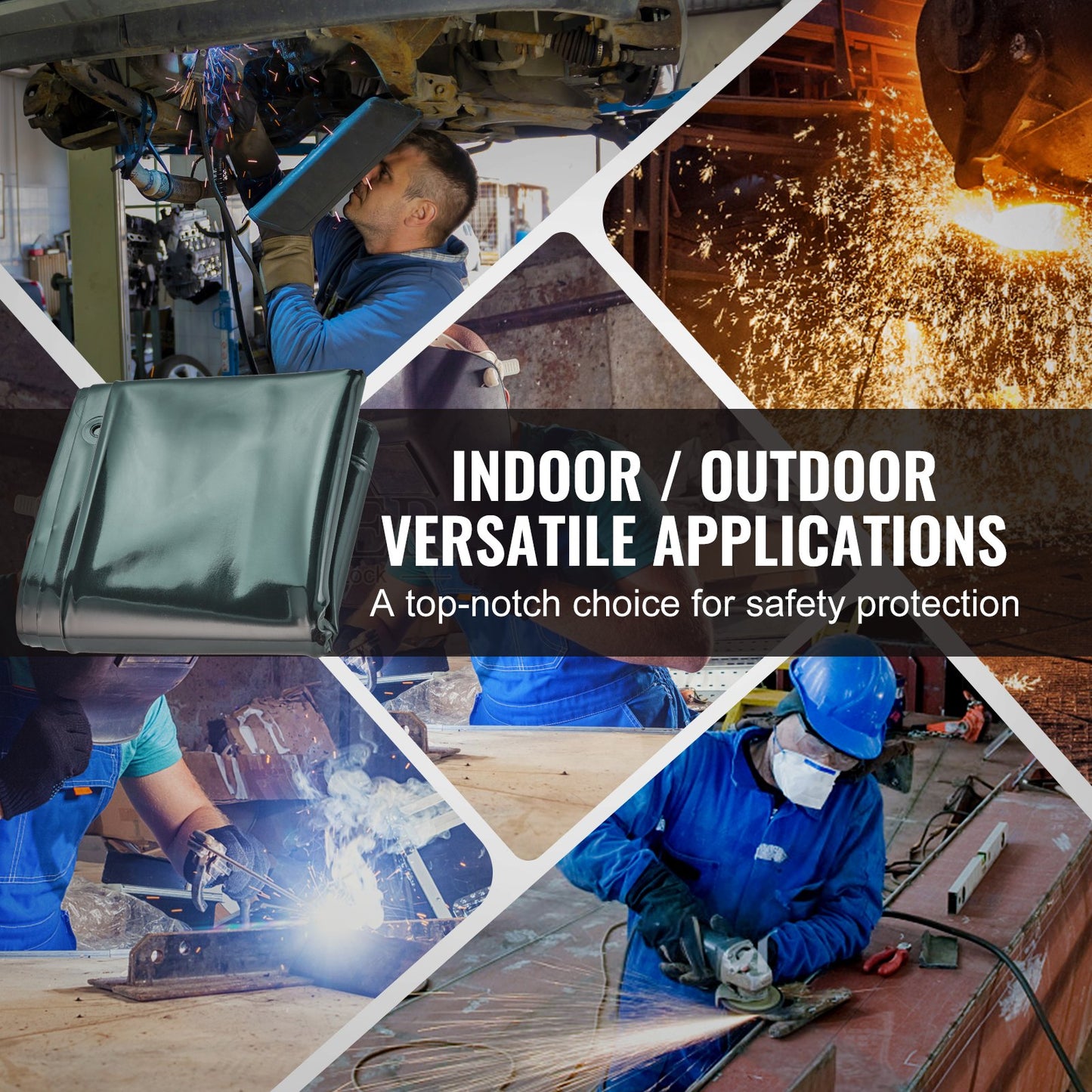 Welding Screen with Frame, 1.8 x 1.8 m Welding Curtain Screen, Flame-Resistant Vinyl Welding Protection Screen on 4 Swivel Wheels (2 Lockable), Moveable & Professional for Workshop/Industrial, Green