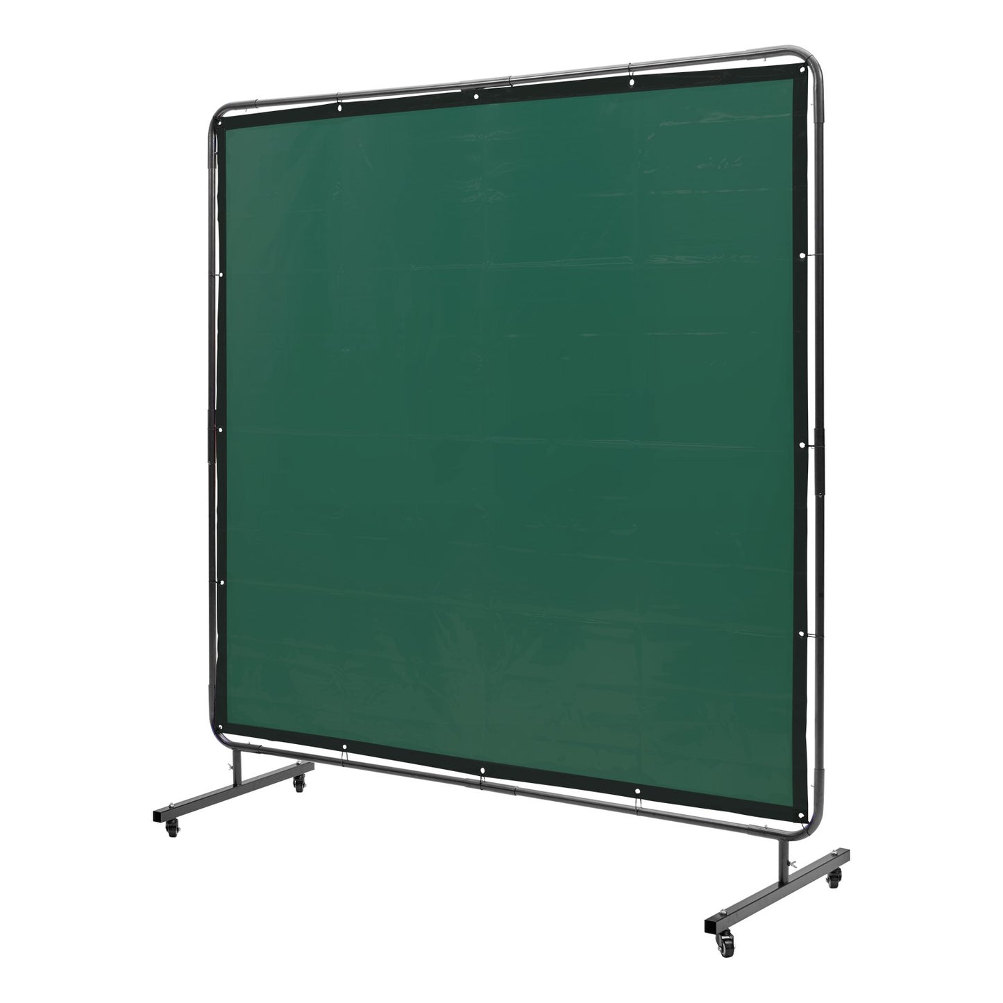 Welding Screen with Frame, 1.8 x 1.8 m Welding Curtain Screen, Flame-Resistant Vinyl Welding Protection Screen on 4 Swivel Wheels (2 Lockable), Moveable & Professional for Workshop/Industrial, Green
