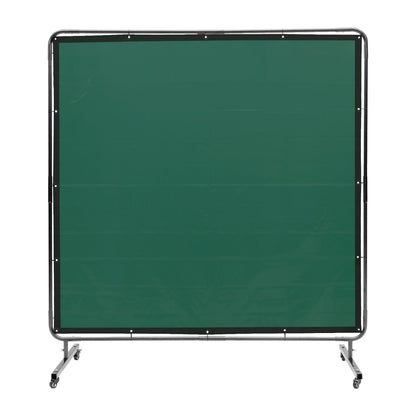 Welding Screen with Frame, 1.8 x 1.8 m Welding Curtain Screen, Flame-Resistant Vinyl Welding Protection Screen on 4 Swivel Wheels (2 Lockable), Moveable & Professional for Workshop/Industrial, Green