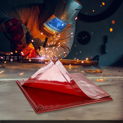 Schweißschutzwand mit Rahmen, 1,8 x 1,8 m, flammhemmende Vinyl-Schweißschutzwand auf 4 Lenkrollen (2 feststellbar), mobil und professionell für Werkstatt/Industrie, Rot