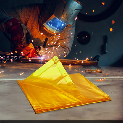 Welding Screen with Frame, 6' x 8' Welding Curtain Screen, Flame-Resistant Vinyl Welding Protection Screen on 4 Swivel Wheel (2 Lockable), Moveable & Professional for Workshop/Industrial, Yellow