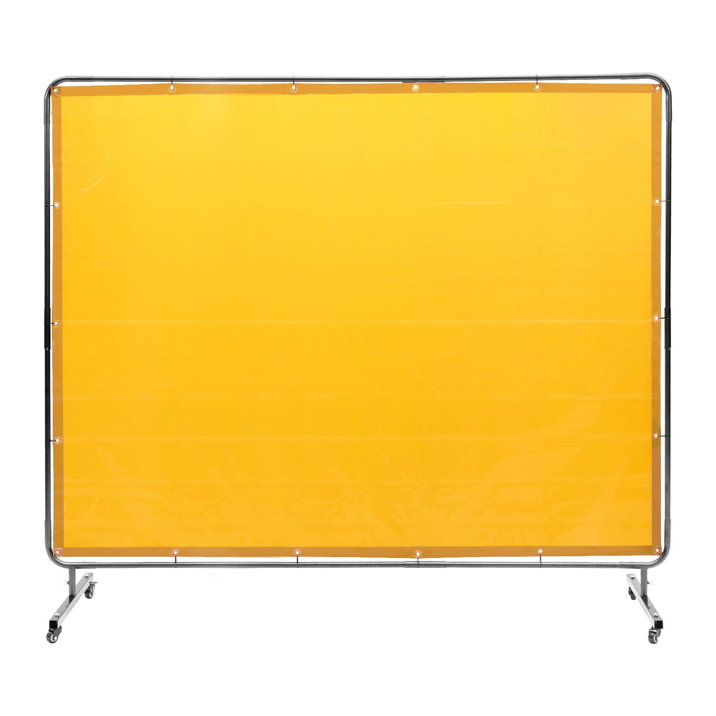 Welding Screen with Frame, 6' x 8' Welding Curtain Screen, Flame-Resistant Vinyl Welding Protection Screen on 4 Swivel Wheel (2 Lockable), Moveable & Professional for Workshop/Industrial, Yellow