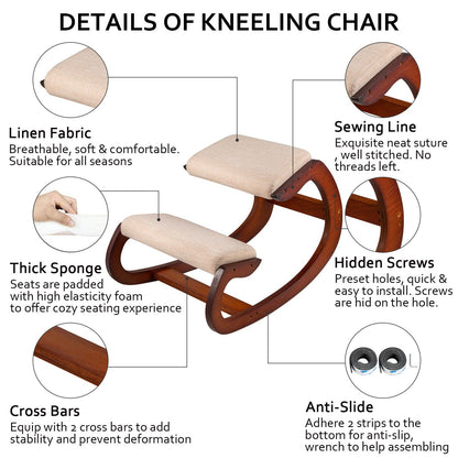Ergonomic Kneeling Chair 99.8 kg Load Capacity Kneeling Posture Desk Chair Stool with Hip Cushion Kneeling Ergonomic Stool for Home Office Good Posture Computer Stool